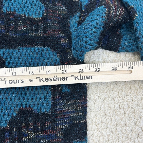 Vintage Bugatchi Sweater Mens M Crew Neck Pullover 90s‎ 80s All Over Print Teal - Picture 11 of 12